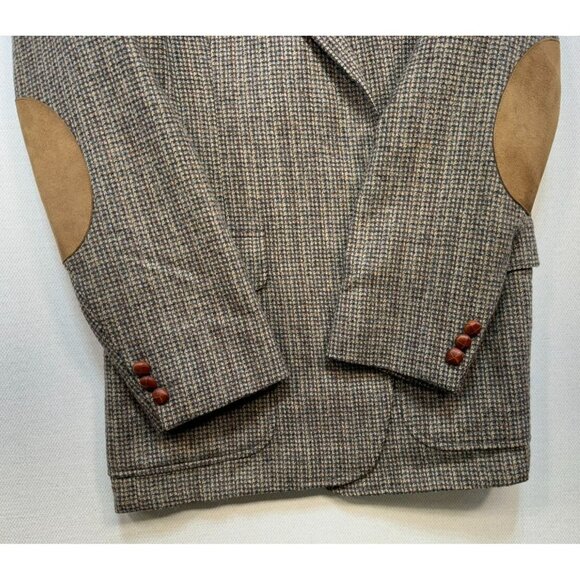 Gokeys Mens Wool Tweed Blazer Elbow Patches & Leather Buttons 42A Brown - Picture 10 of 16